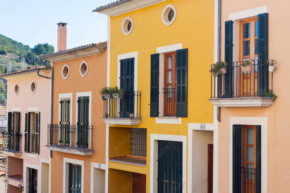 Bright houses in Esporles, Mallorca, Spain