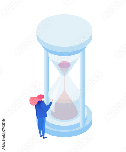 Flow of time metaphor isometric illustration