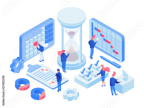 Time management 3d lab isometric illustration