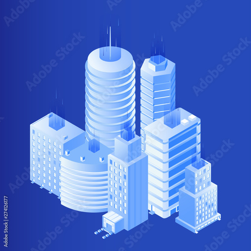 Smart city isometric vector illustration