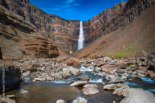 Hengifoss Waterfall in Iceland photo