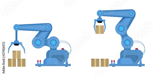 Industrial robot arm flat vector illustration