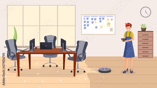 Office cleaning service flat vector illustration
