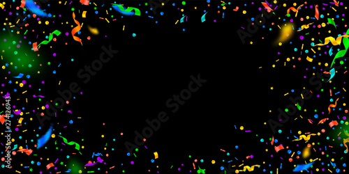 Streamers and confetti. Festive tinsel and foil ri