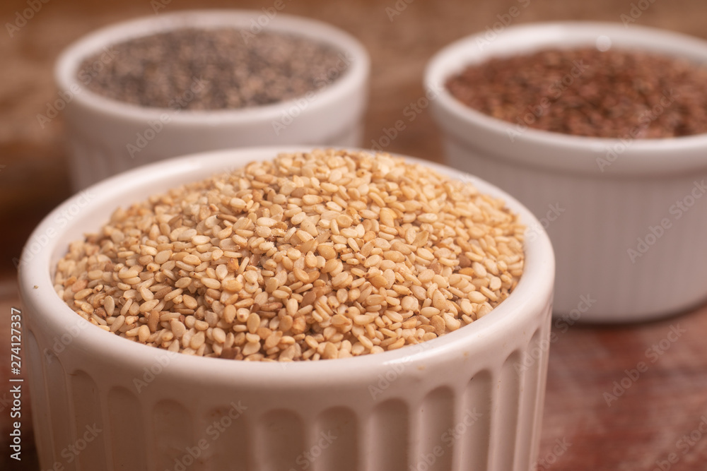 Vegan Omega 3 Source. Sesame, Linseed and Chia seeds Vegan Omega 3 Source. Sesame, Linseed and Chia seeds