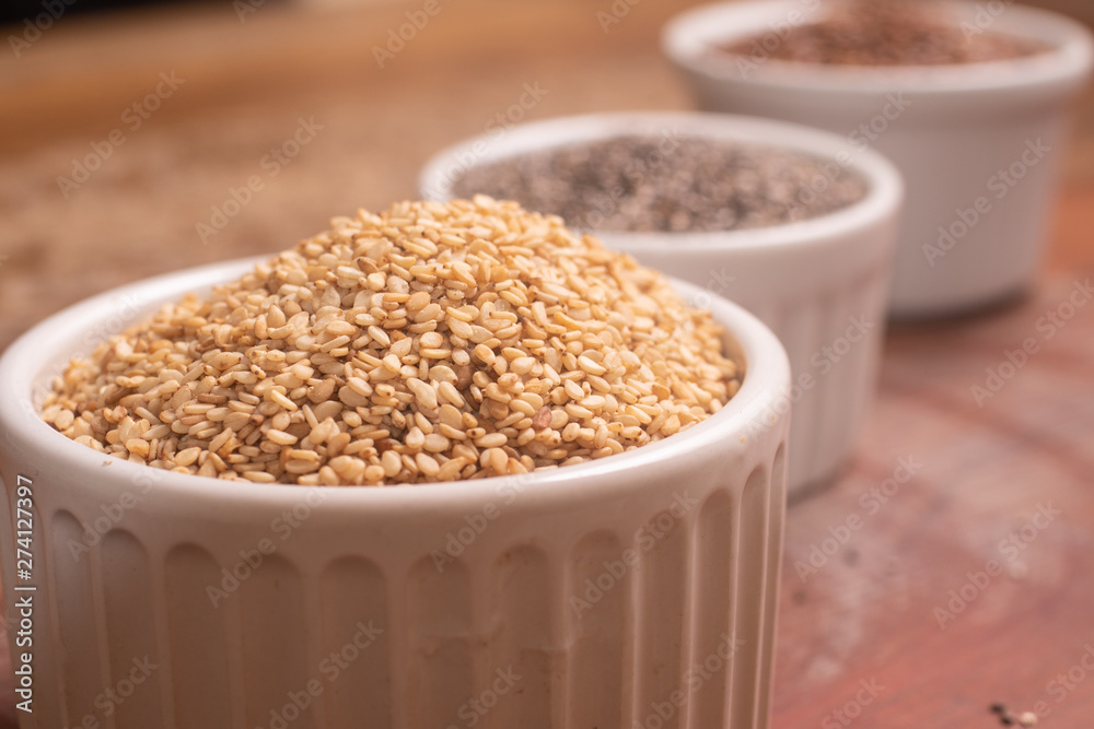Vegan Omega 3 Source. Sesame, Linseed and Chia seeds Vegan Omega 3 Source. Sesame, Linseed and Chia seeds
