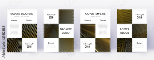 Business brochure design template set. Gold abstra