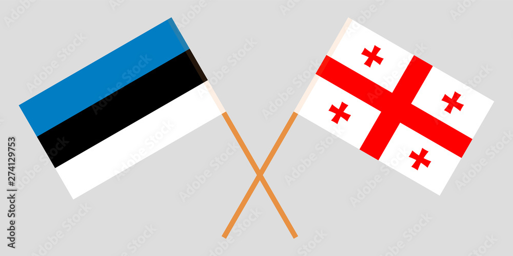 Georgia and Estonia. Crossed Georgian and Estonian flags