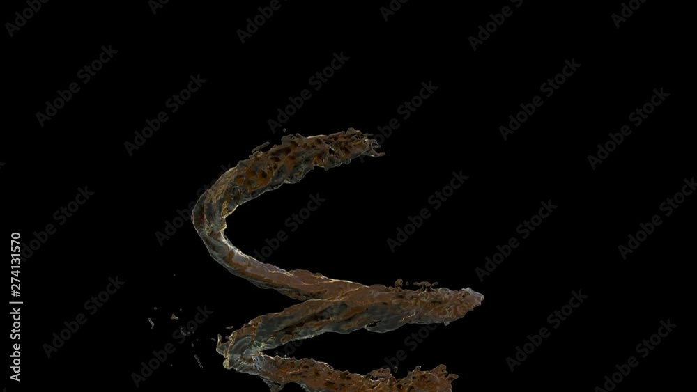 3D Animation of hot Chocolate Flow, against black 3D Animation of hot Chocolate Flow, against black