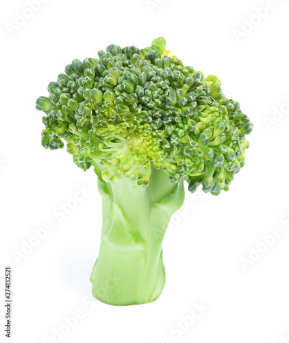 Fresh green broccoli on white background. Organic food