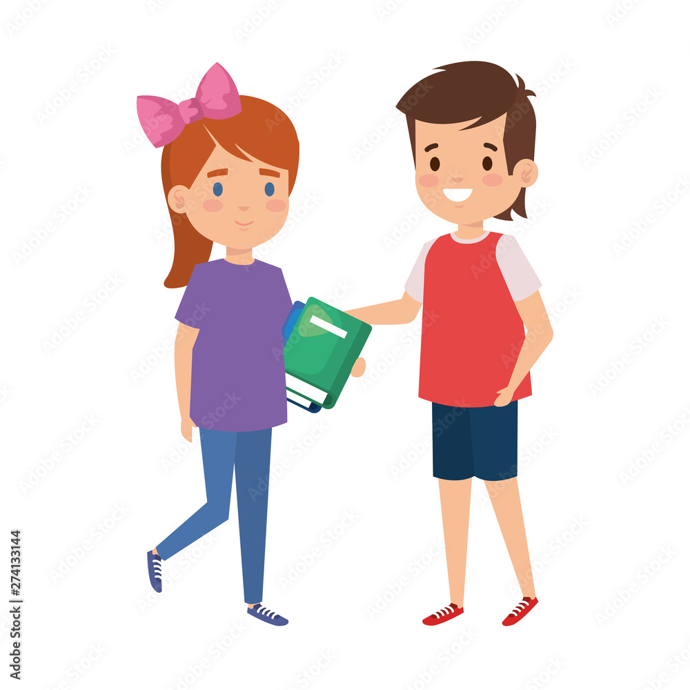 happy little students couple characters happy little students couple characters