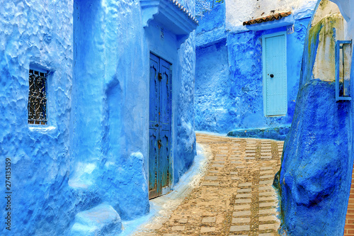 Chefchaouen, a city with blue painted houses. A city with narrow, beautiful, blue streets. © Natallia