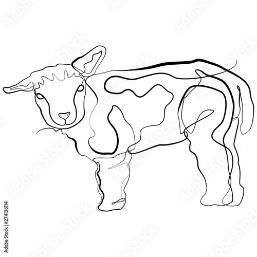 Lamb one line drawing. Line Art Sheep Farm Animal Vector Illustration