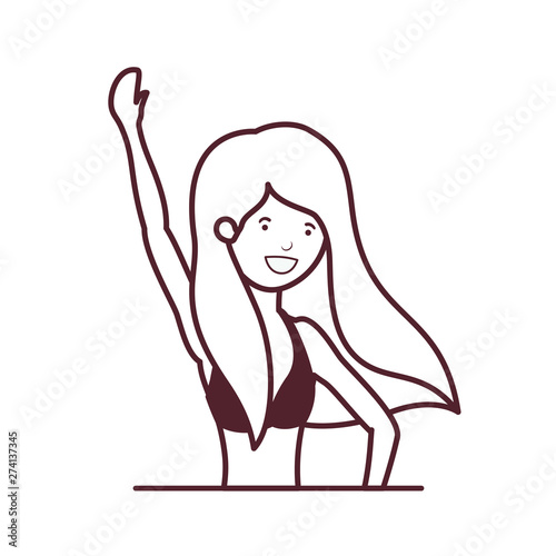 silhouette of woman with swimsuit on white background