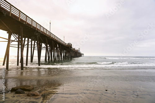 OCEANSIDE, CALIFORNIA - 1 JUNE 2019: Oceanside view and pier bridge playground