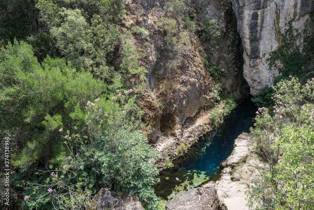 Spring Sorgenti di Su Gologone - source of the fresh water in Oliena, Provincia di Nuoro, island of Sardinia, Italy