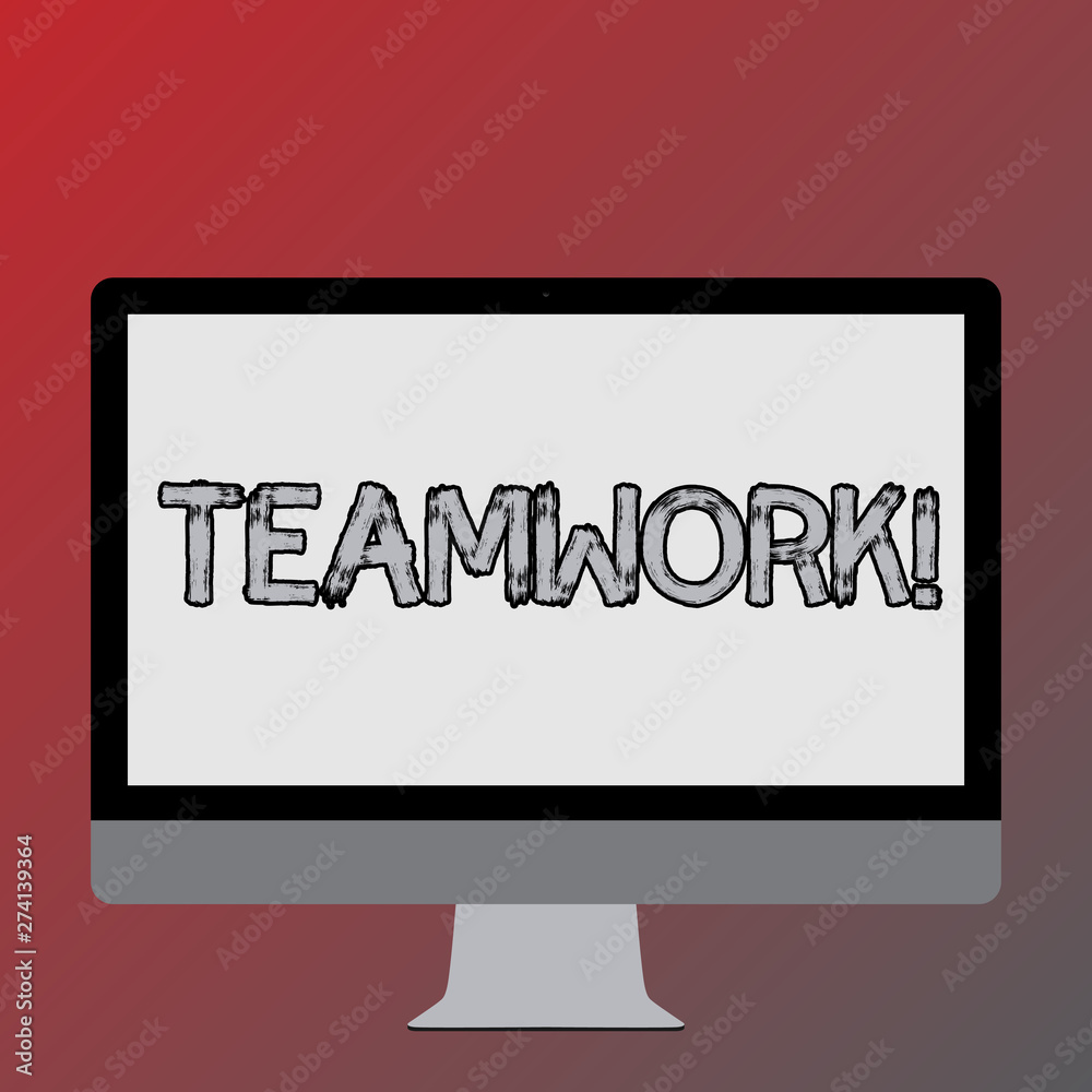 Text sign showing Teamwork. Business photo text combined action of group especially when effective and efficient Blank White Computer Monitor WideScreen Mounted on a Stand for Technology Text sign showing Teamwork. Business photo text combined action of group especially when effective and efficient Blank White Computer Monitor WideScreen Mounted on a Stand for Technology
