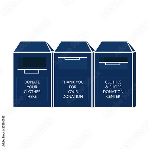Vector Illustration of Clothing Bin or Clothes Donation Container. Flat Design of Recycling and Clothing Container. Charity Concept
