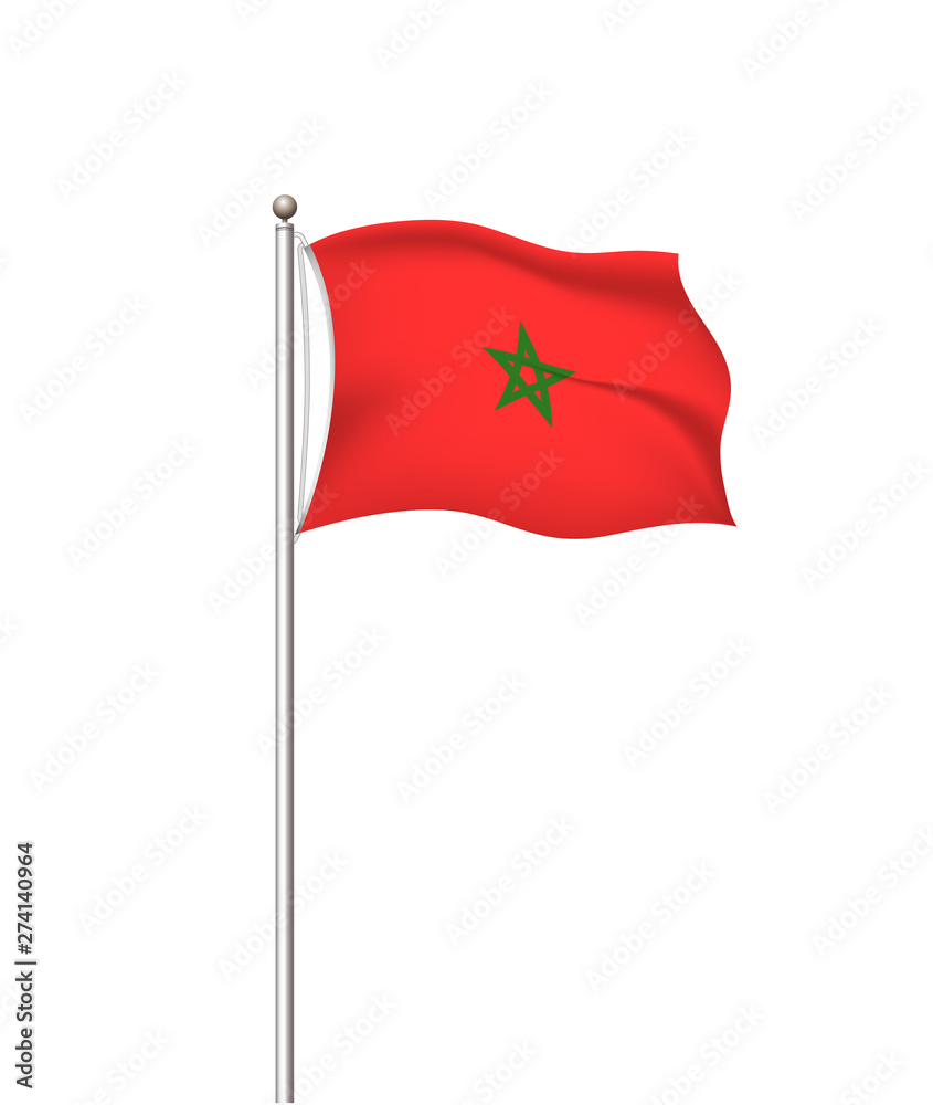 World flags. Country national flag post transparent background. Morocco. Vector illustration. World flags. Country national flag post transparent background. Morocco. Vector illustration.