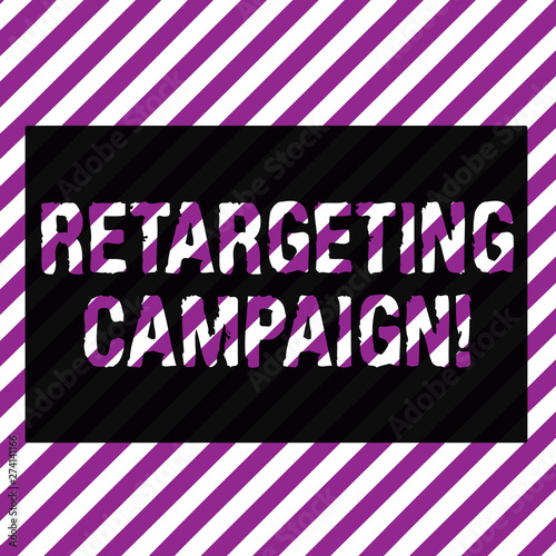 Text sign showing Retargeting Campaign. Business photo text targetconsumers based on their previous Internet action Narrow Diagonal Stripe Seamless Pattern of Violet and White Alternate Color