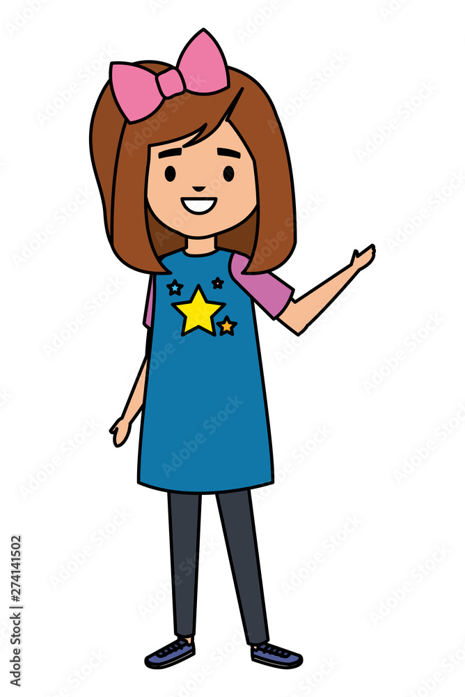 happy student girl comic character