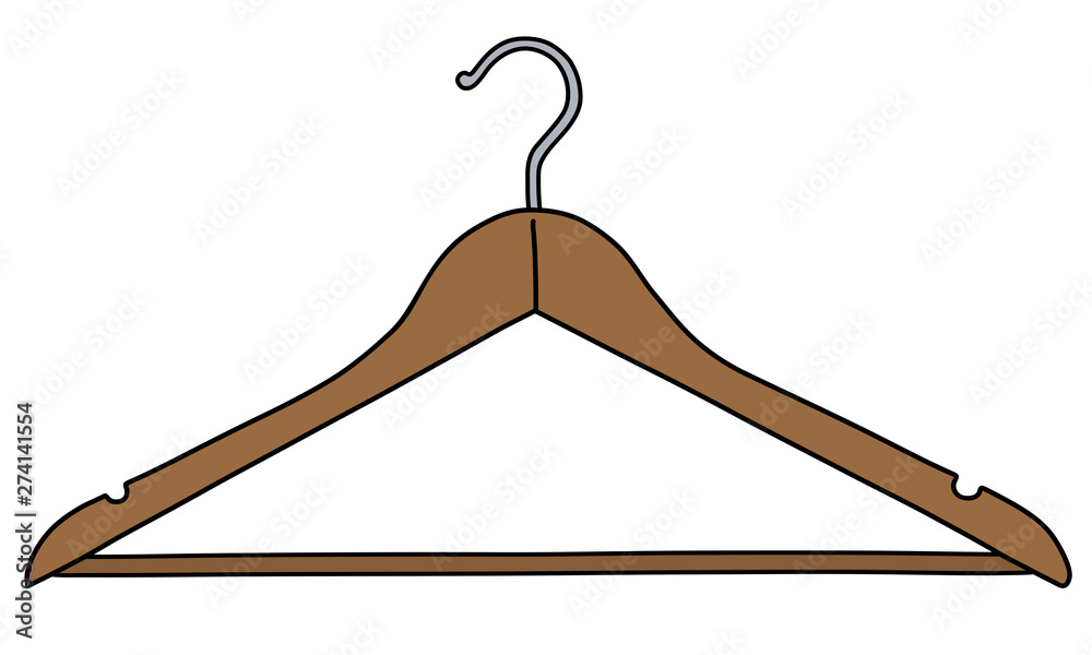 The vectorized hand drawing of a classic wooden hanger The vectorized hand drawing of a classic wooden hanger