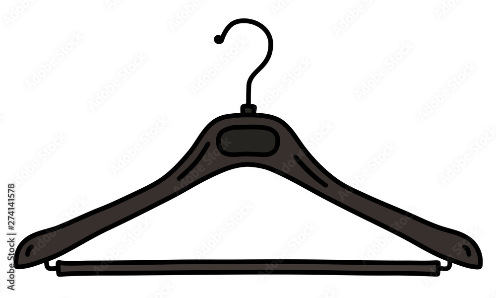 The vectorized hand drawing of a black plastic hanger The vectorized hand drawing of a black plastic hanger