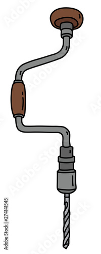 The hand drawing of a classic hand drill