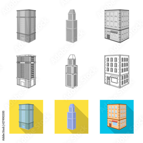 Isolated object of construction and building symbol. Collection of construction and estate stock vector illustration.