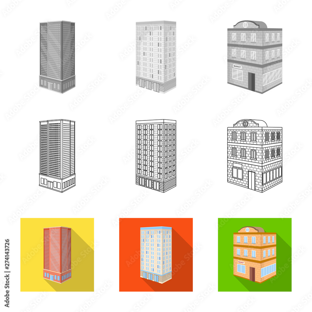 Vector design of construction and building icon. Set of construction and estate stock vector illustration.