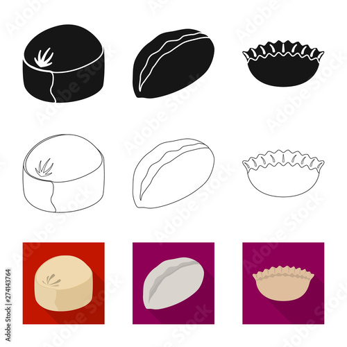 Vector design of products and cooking logo. Set of products and appetizer stock vector illustration.