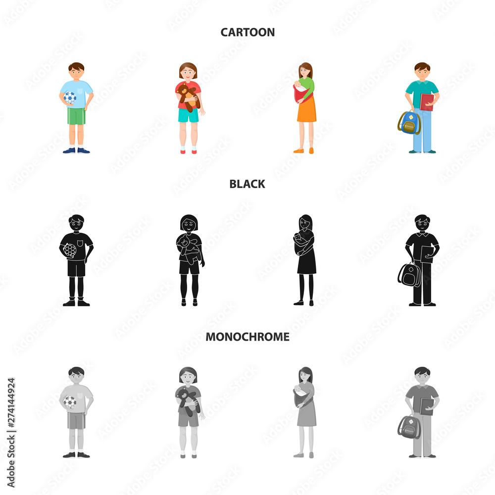 Isolated object of character and avatar symbol. Set of character and portrait vector icon for stock. Isolated object of character and avatar symbol. Set of character and portrait vector icon for stock.