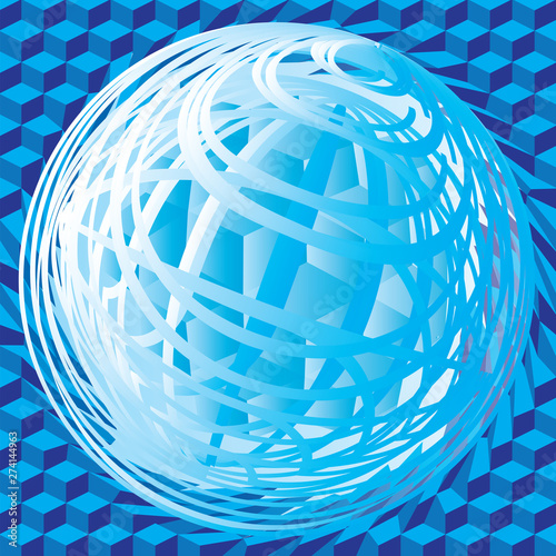 Abstract vector sign in sphere shape. Blue Globe