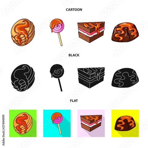 Vector design of confectionery and culinary sign. Set of confectionery and product stock vector illustration.