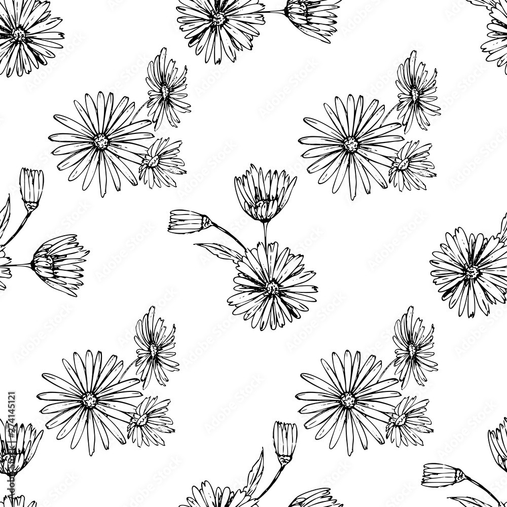 Flower graphic design. Cute seamless vector tile pattern. Retro vintage. line chamomile design. Flower graphic design. Cute seamless vector tile pattern. Retro vintage. line chamomile design.