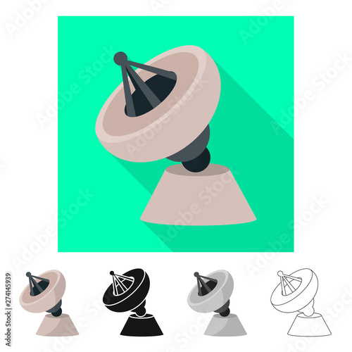 Vector illustration of antenna and satellite sign. Collection of antenna and radar stock vector illustration.