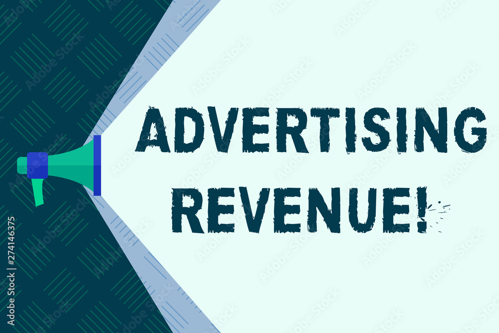 Word writing text Advertising Revenue. Business photo showcasing money media earn from selling advertising space or time Megaphone Extending the Capacity of Volume Range thru Blank Space Wide Beam Word writing text Advertising Revenue. Business photo showcasing money media earn from selling advertising space or time Megaphone Extending the Capacity of Volume Range thru Blank Space Wide Beam