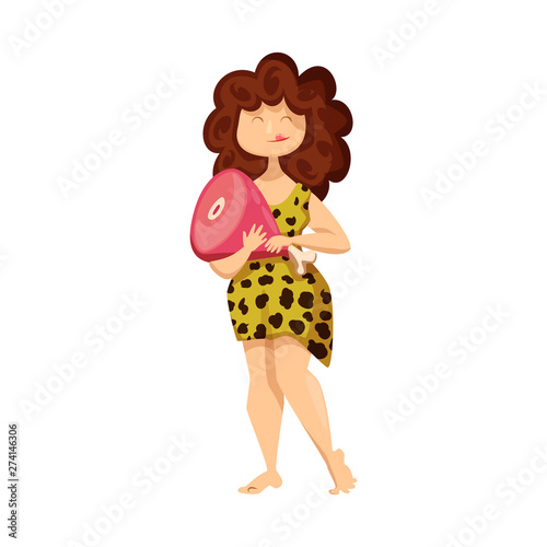 Isolated object of woman and primeval sign. Set of woman and ham stock symbol for web.