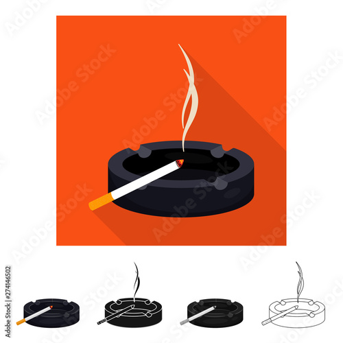 Vector design of ashtray and glass logo. Set of ashtray and filter stock vector illustration.