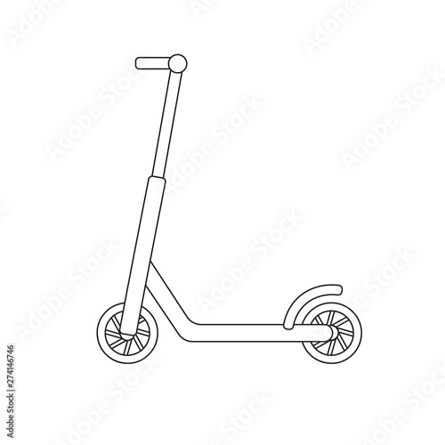 Vector flat black line icon logo of scooter isolated on white background 