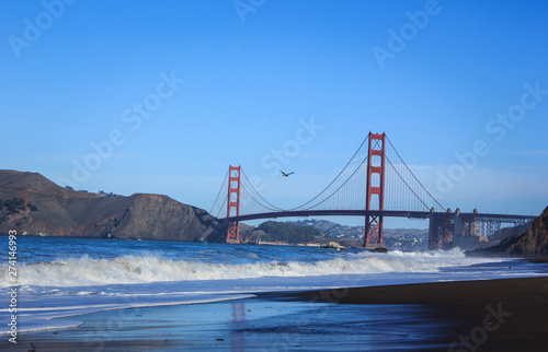 Golden Gate Bridge from San Francisco beach in California