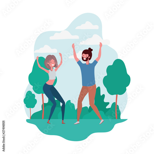 couple dancing in landscape with trees and plants