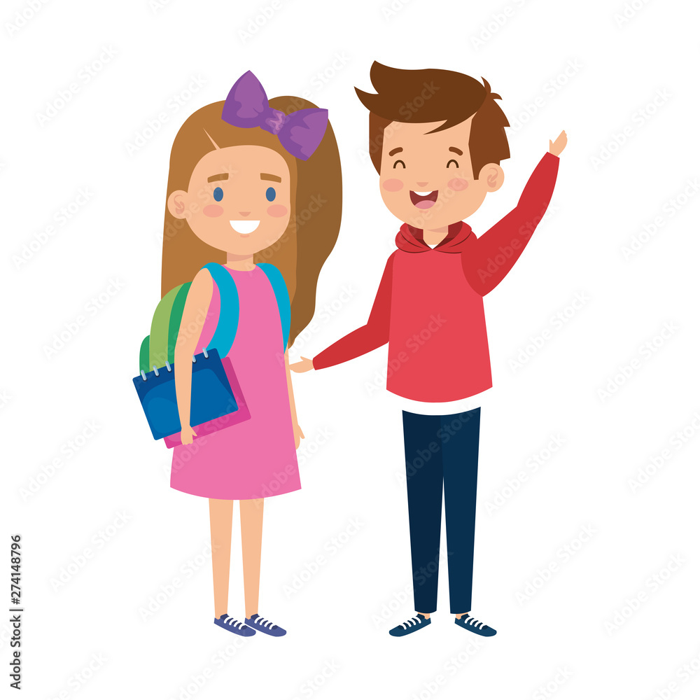 happy little students couple characters happy little students couple characters