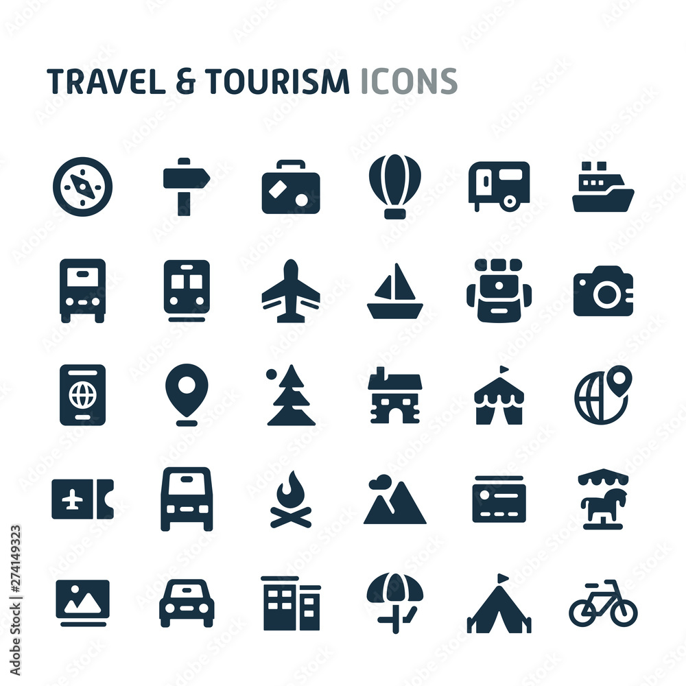 Travel & Tourism Vector Icon Set. Fillio Black Icon Series. Travel & Tourism Vector Icon Set. Fillio Black Icon Series.