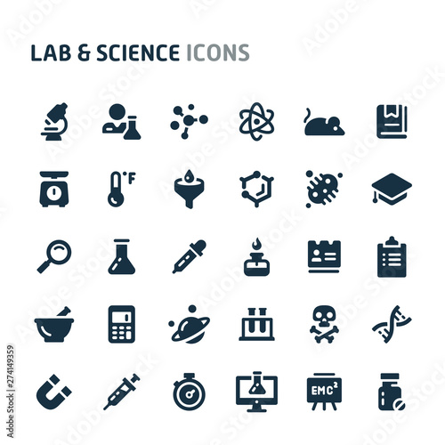 Lab & Science Vector Icon Set. Fillio Black Icon Series.