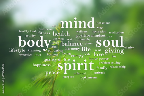 Body Mind Soul Spirit, Motivational Words Quotes Concept photo