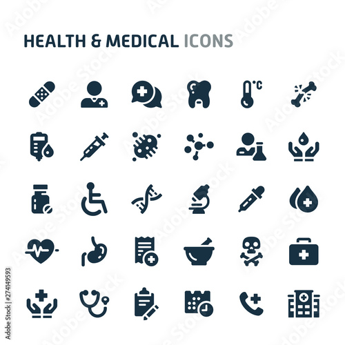 Health & Medical Vector Icon Set. Fillio Black Icon Series.