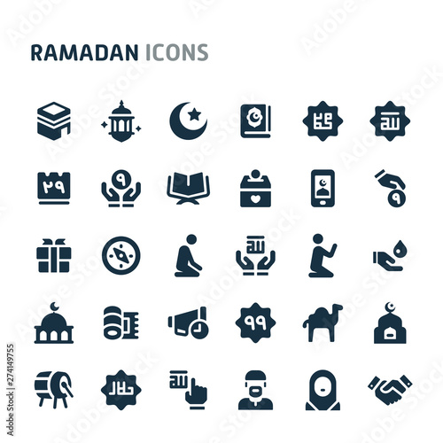 Ramadan Vector Icon Set. Fillio Black Icon Series.