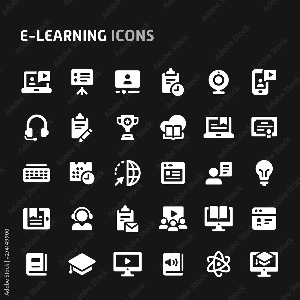 E-learning Vector Icon Set. E-learning Vector Icon Set.