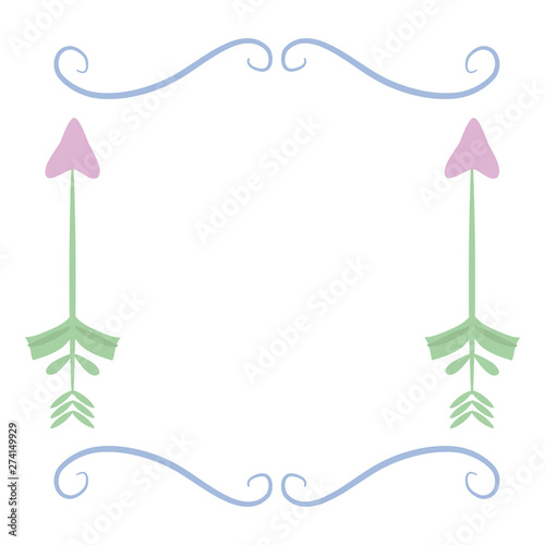 square frame with indian arrows boho style